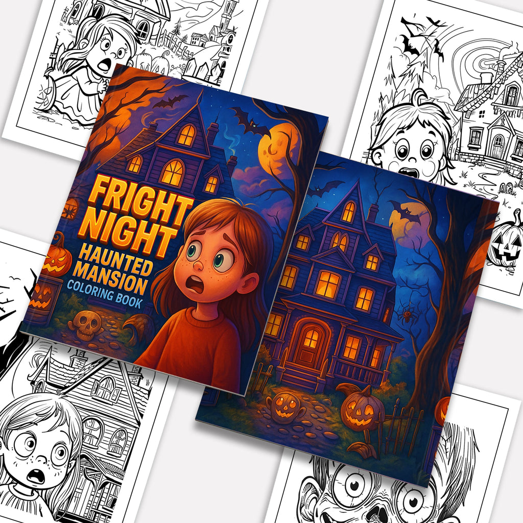 Fright Night – Haunted Mansion Coloring Pages – 48 Scary Houses & Halloween Vibes – For Kids