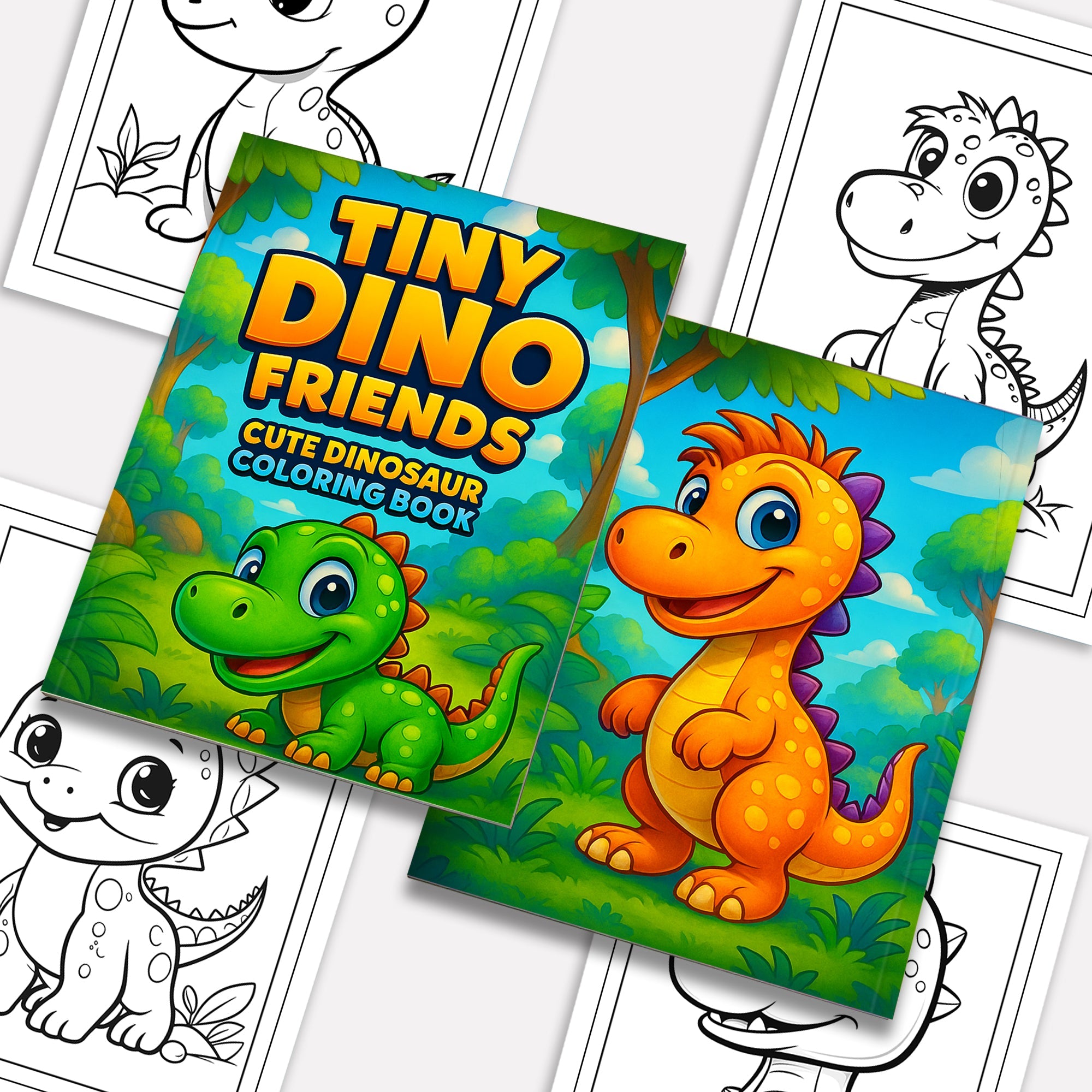 Tiny Dino Friends – Cute Dinosaur Coloring Pages – 48 Pages – Adorable Jurassic Creatures – For Kids