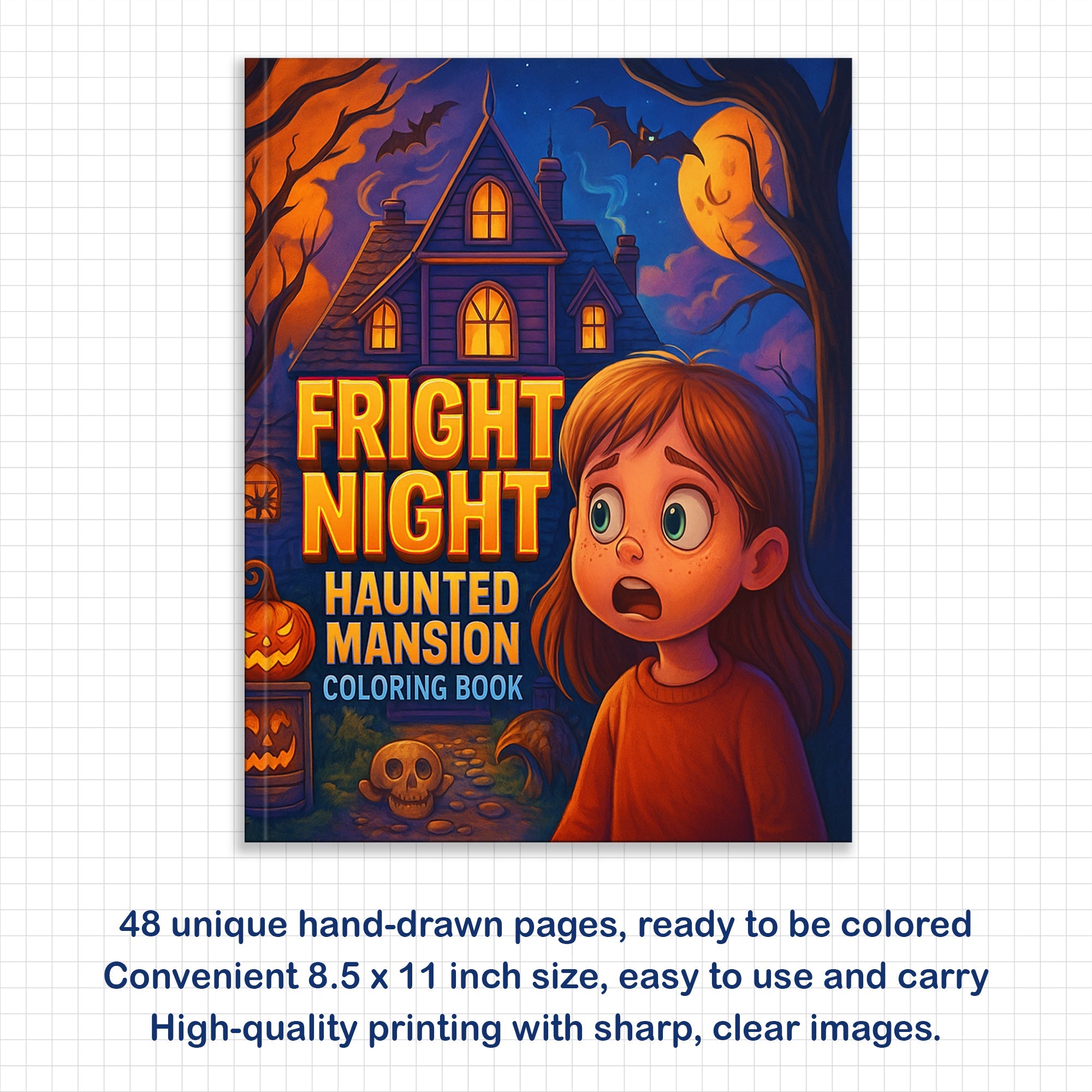 Fright Night – Haunted Mansion Coloring Pages – 48 Scary Houses & Halloween Vibes – For Kids