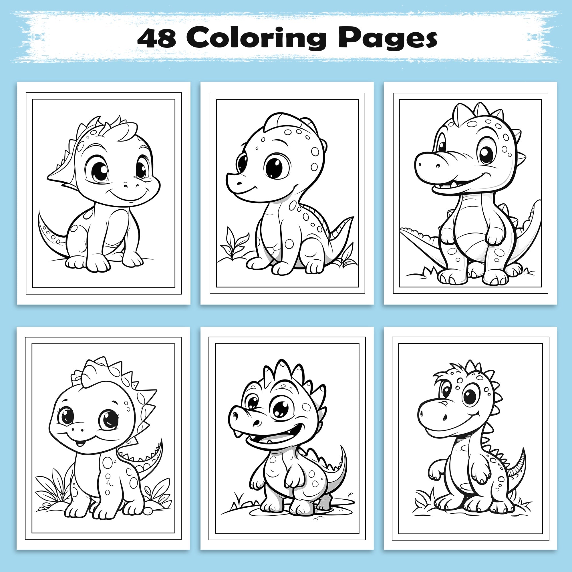 Tiny Dino Friends – Cute Dinosaur Coloring Pages – 48 Pages – Adorable Jurassic Creatures – For Kids