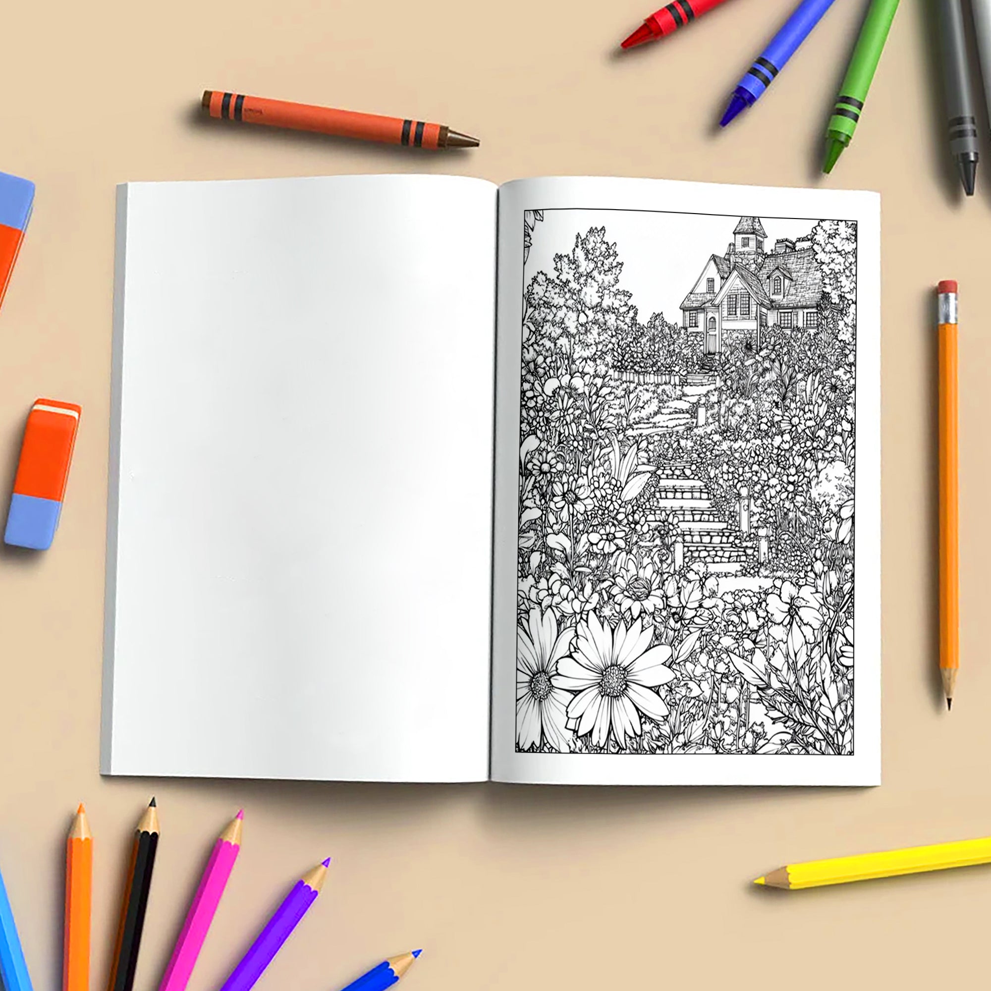Secret Garden Wonders Coloring Pages – 48 Pages – Beautiful Floral Escape Scenes – For Adults