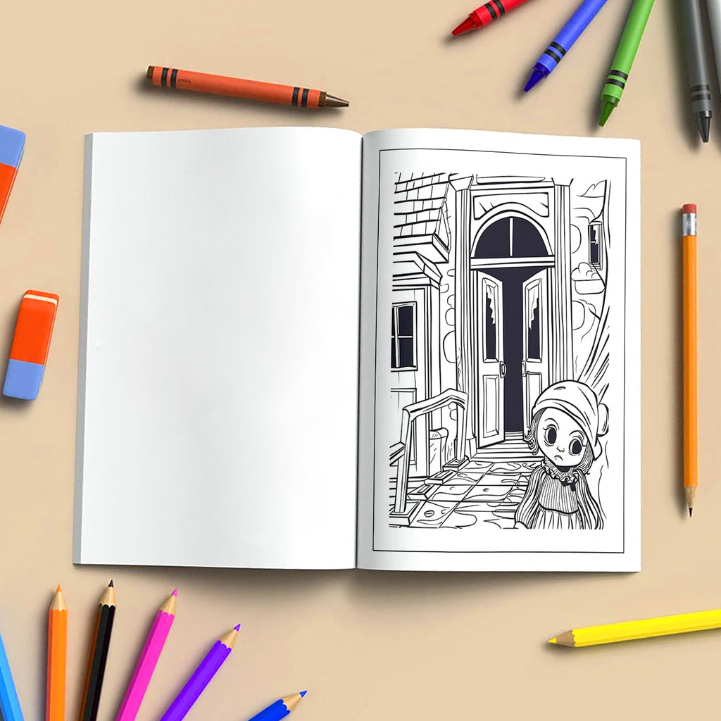Fright Night – Haunted Mansion Coloring Pages – 48 Scary Houses & Halloween Vibes – For Kids