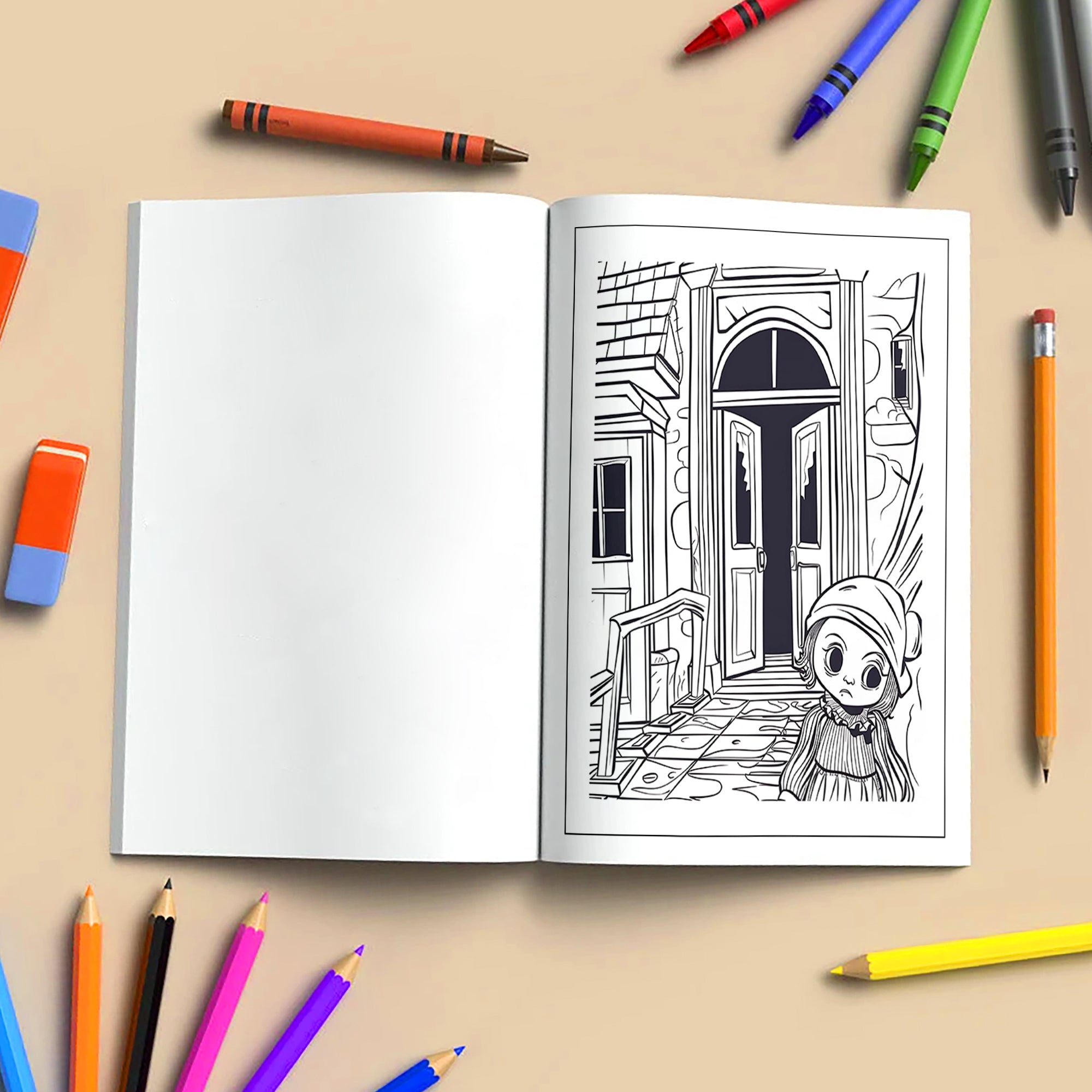 Fright Night – Haunted Mansion Coloring Pages – 48 Scary Houses & Halloween Vibes – For Kids