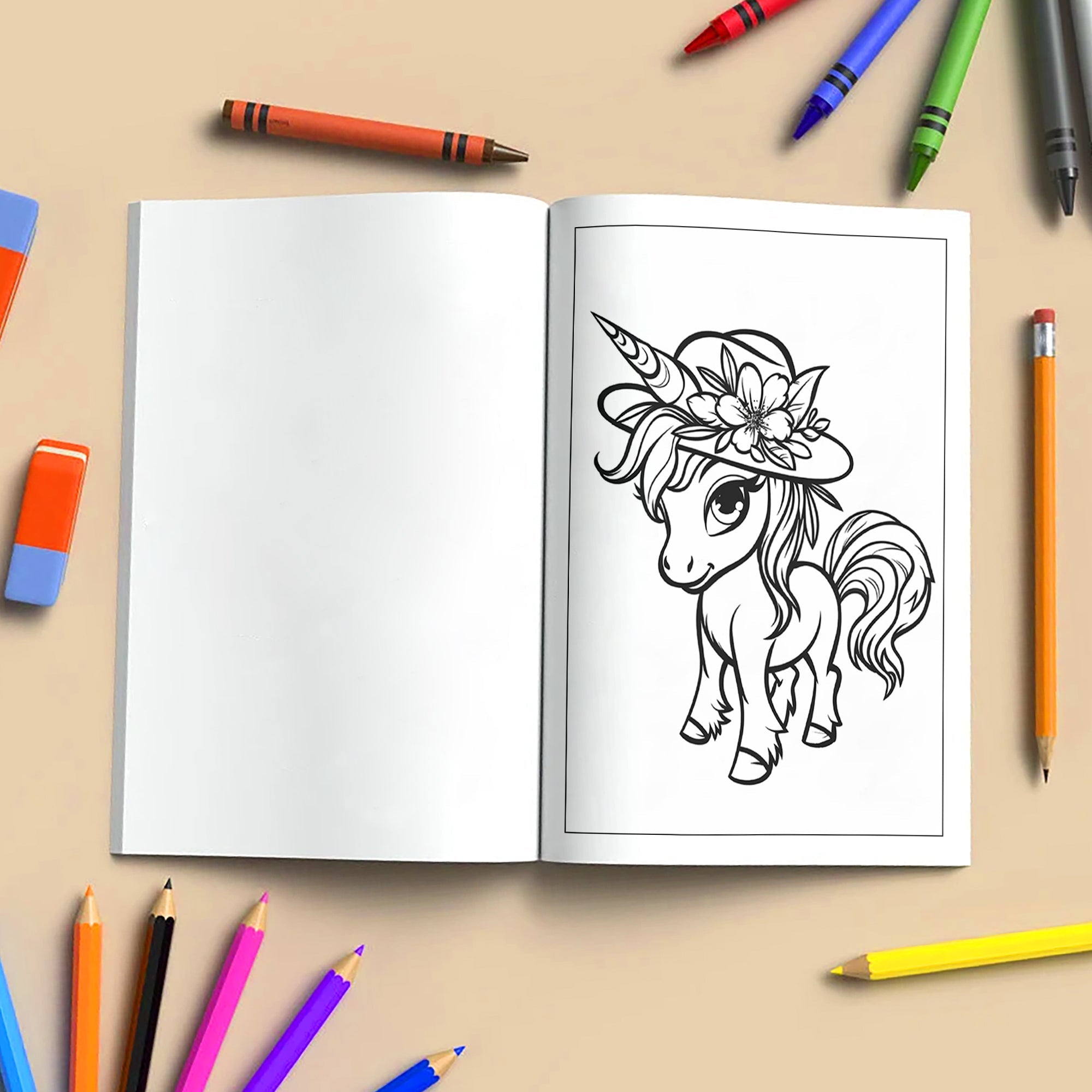 Floral Unicorn Magic Coloring Pages – 48 Pages – Adorable Flower Unicorn Designs – For Kids