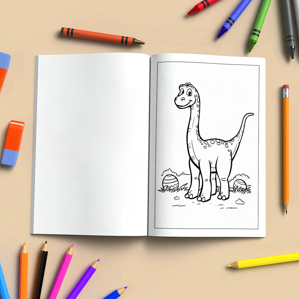 American Dino World – Cute Dinosaur & Flag Coloring Pages – 48 Pages – Cartoon Dino, Patriotic Scene – For Kids