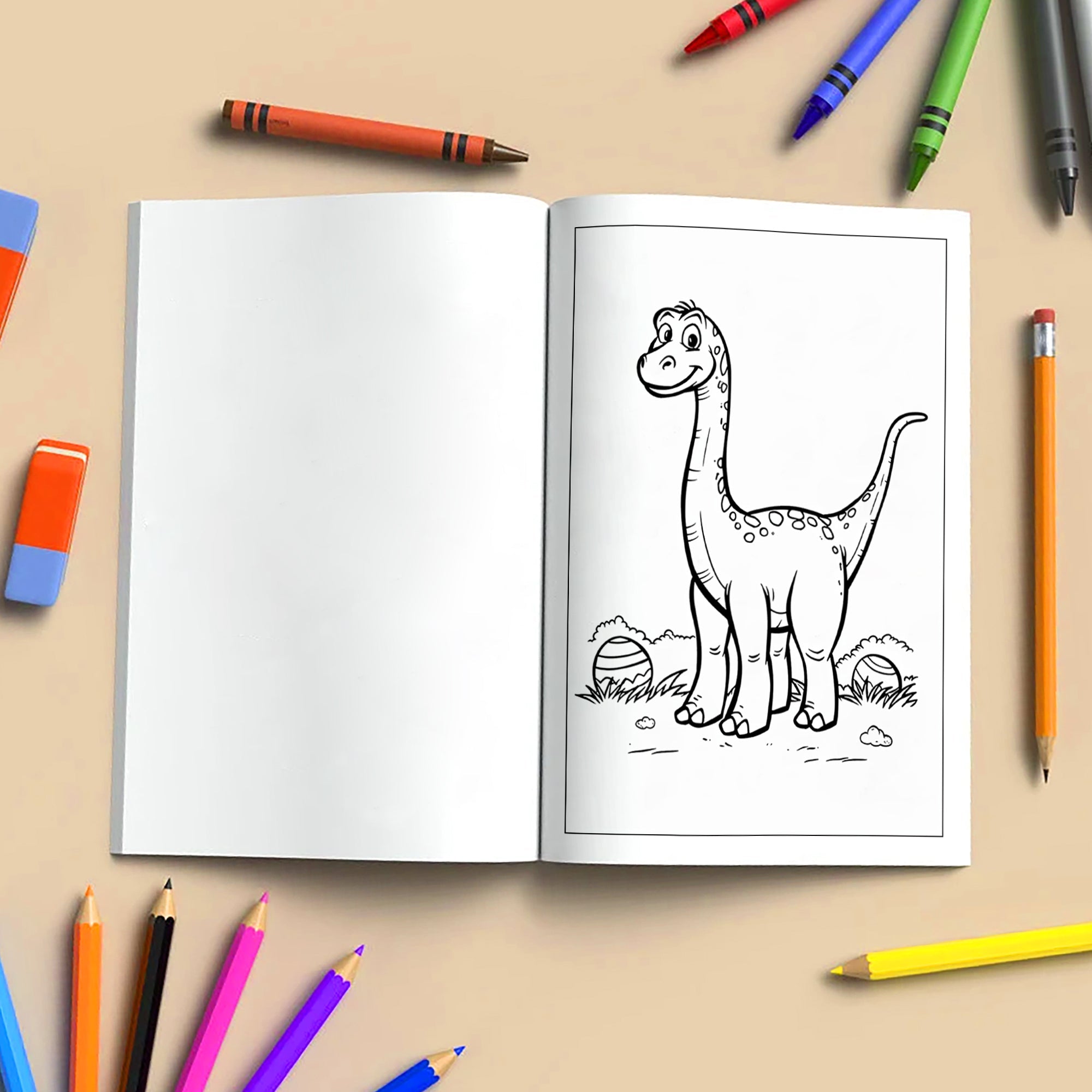 American Dino World – Cute Dinosaur & Flag Coloring Pages – 48 Pages – Cartoon Dino, Patriotic Scene – For Kids