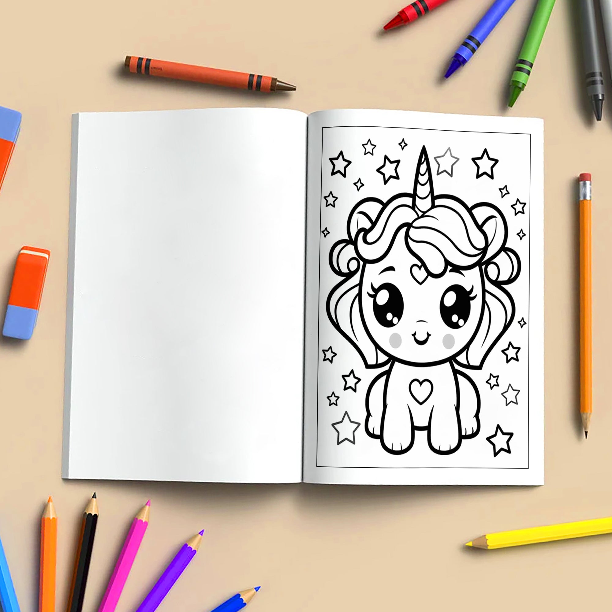 Magical Kawaii Unicorns Coloring Pages – 48 Pages – Adorable Fantasy Unicorn Designs – For Kids