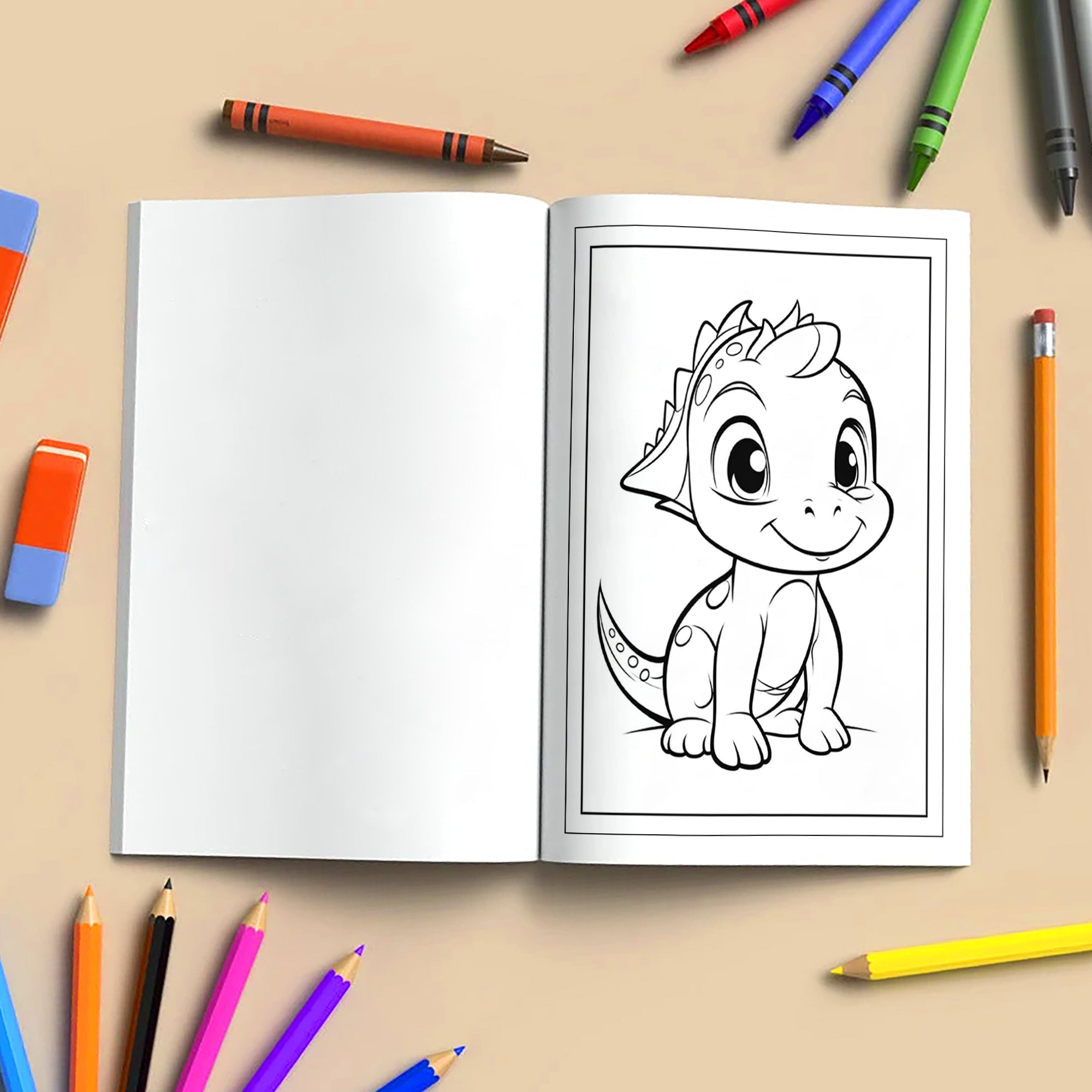 Tiny Dino Friends – Cute Dinosaur Coloring Pages – 48 Pages – Adorable Jurassic Creatures – For Kids