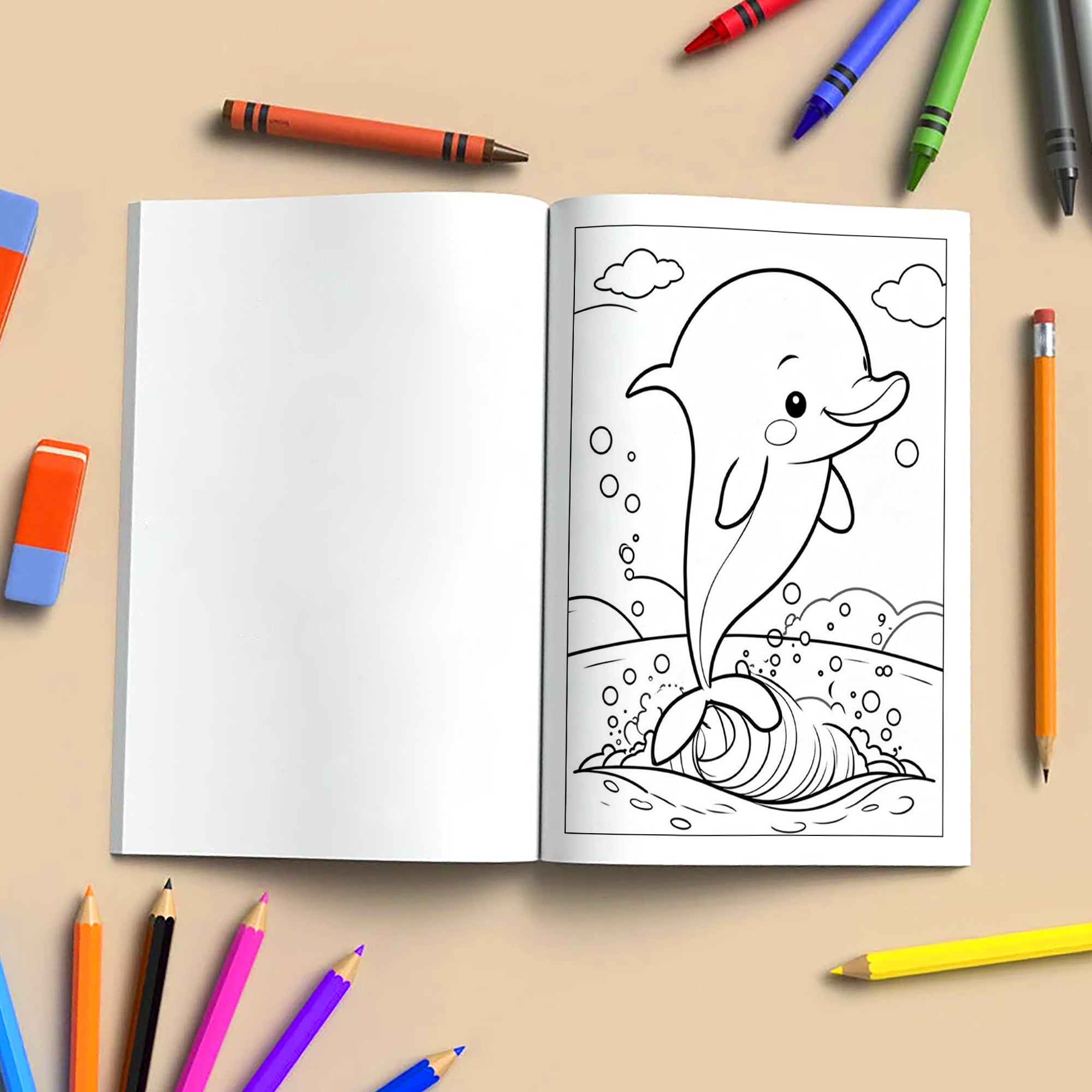 Beach Buddies Hawaii Coloring Pages – 48 Kawaii Surf & Sea Creatures – For Kids