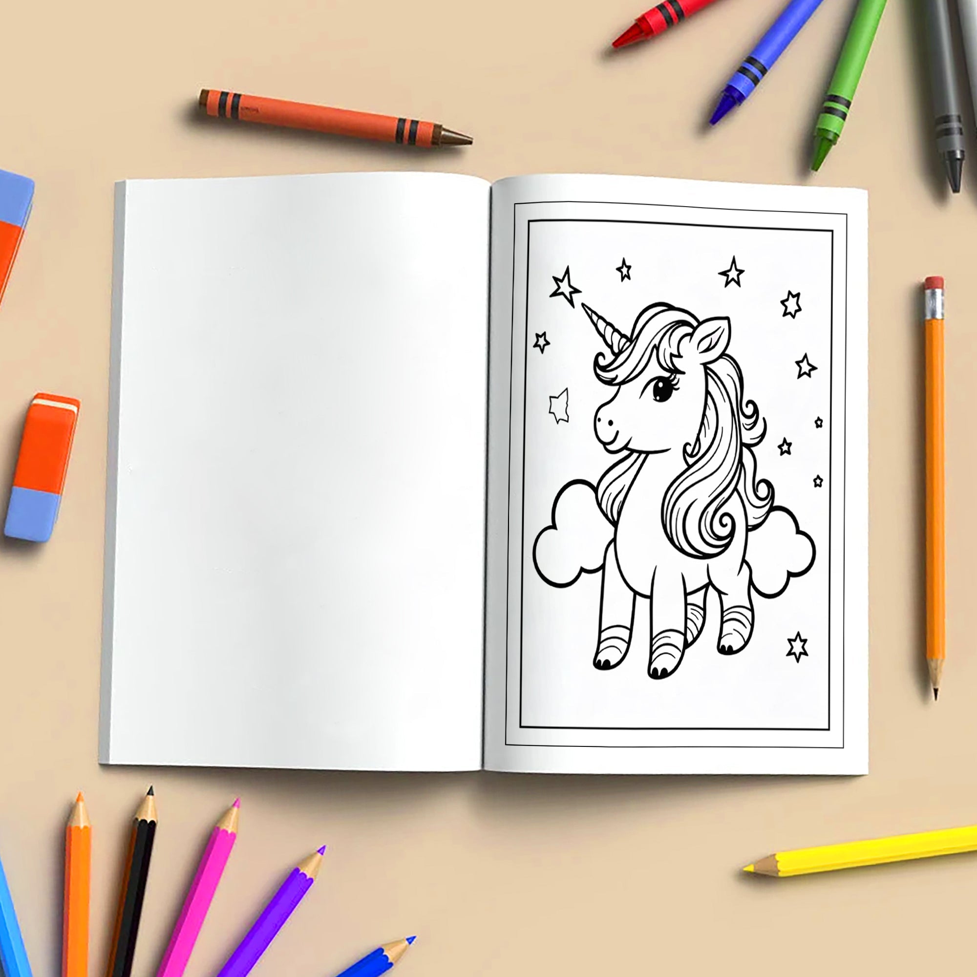 Sweet Sky Unicorn Coloring Pages – 48 Pages – Adorable Unicorn Adventure Designs – For Kids