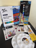 Deluxe Mont Marte Acrylic Painting Kit (48 paints, 8 canvas panels, 4 brushes, 2 palettes)