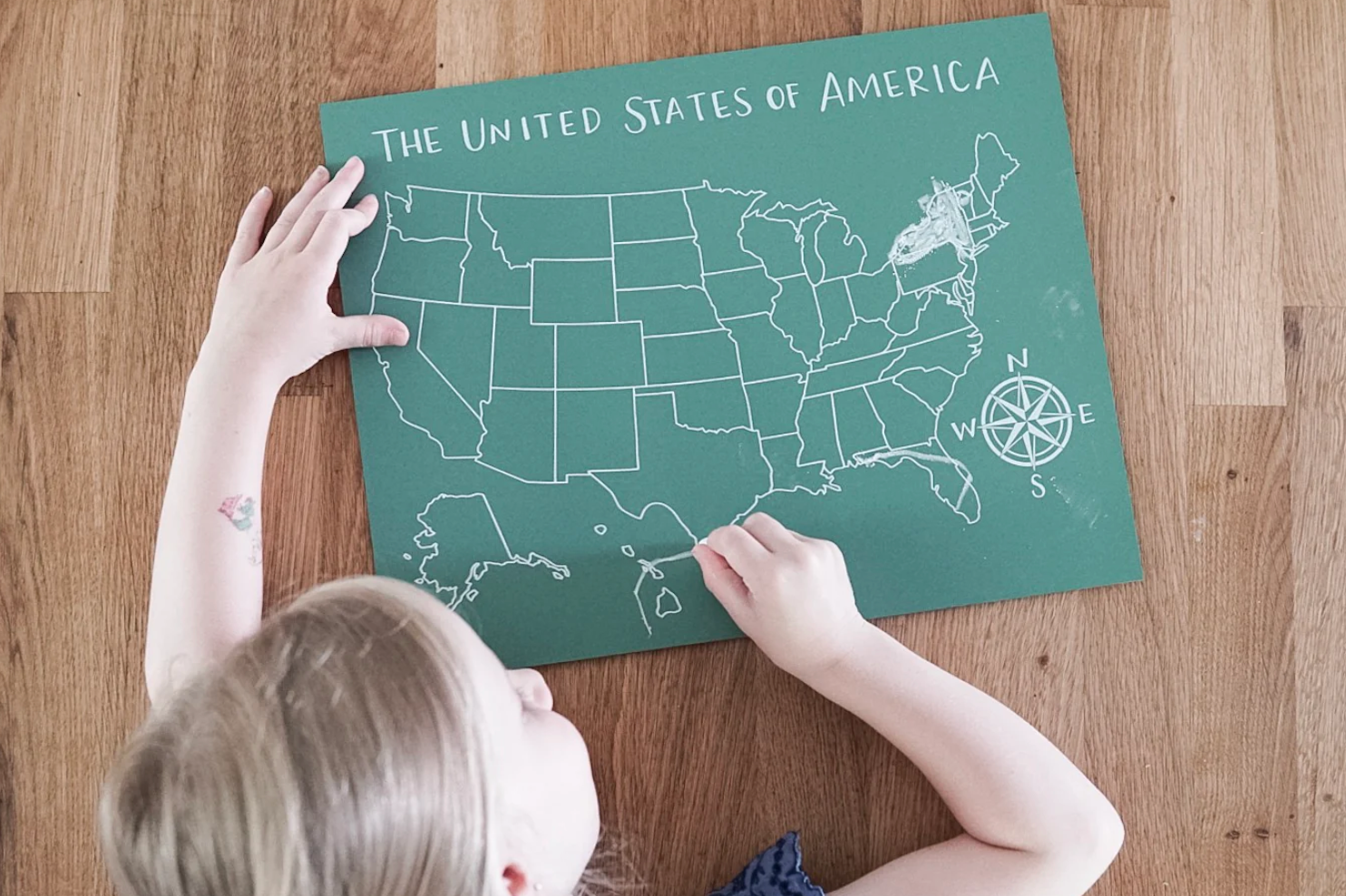 United States Map Trace-n-Erase Chalkboard® (unlabeled)