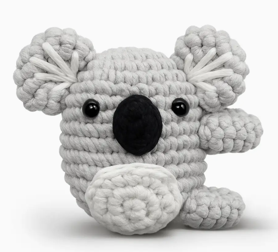 Educational Crochet Learning Kit – Beginner Fiber Arts Skill Development: The Woobles Wally the Koala Crochet Kit