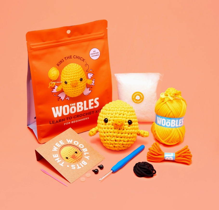 Educational Crochet Learning Kit – Beginner Fiber Arts Skill Development: The Woobles Kiki the Chick Beginner Crochet Kit