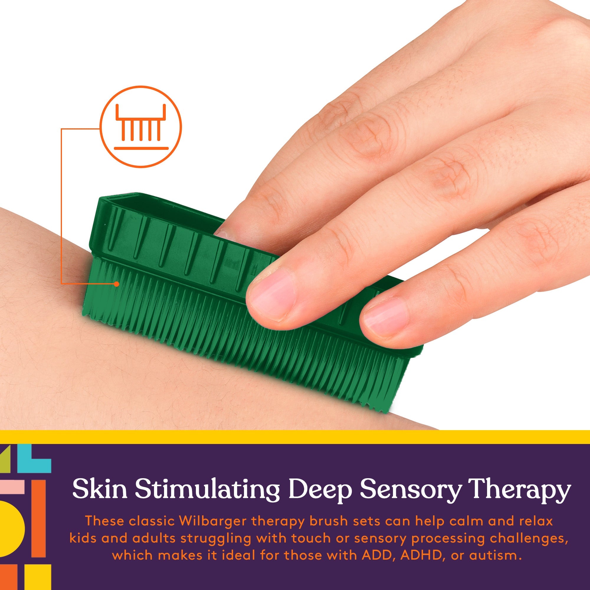 Special Supplies Therapy Brushes Colorful 12-Pack + Removable Handle, Calming Occupational and Sensory Tools with Deep Pressure Massage, Soft Bristles, Stimulates and Calms Kids or Adults, Latex-Free