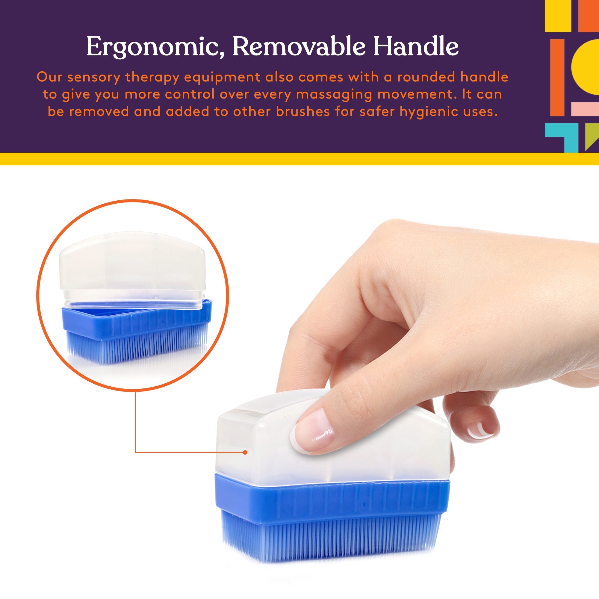 Special Supplies Therapy Brushes Colorful 12-Pack + Removable Handle, Calming Occupational and Sensory Tools with Deep Pressure Massage, Soft Bristles, Stimulates and Calms Kids or Adults, Latex-Free