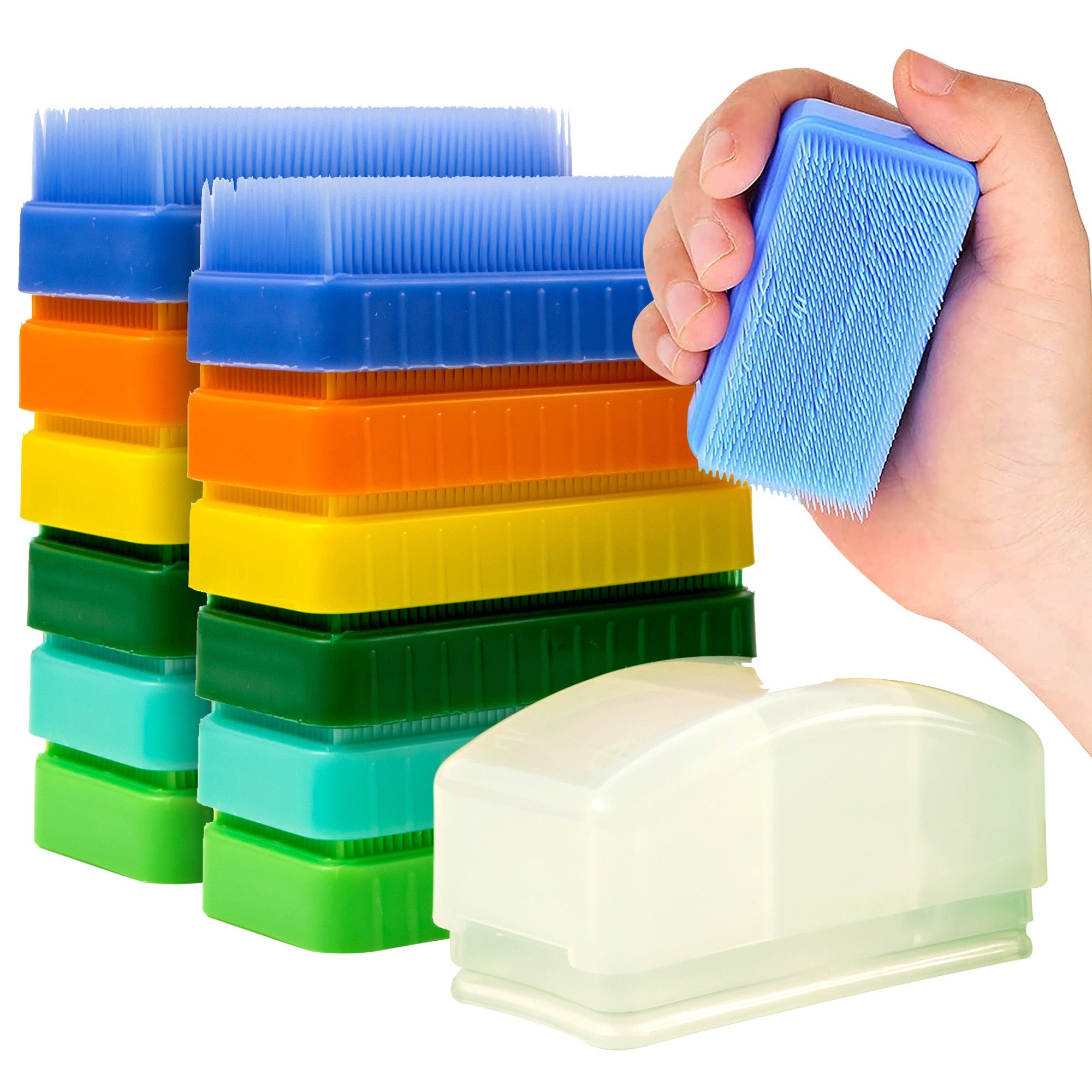 Special Supplies Therapy Brushes Colorful 12-Pack + Removable Handle, Calming Occupational and Sensory Tools with Deep Pressure Massage, Soft Bristles, Stimulates and Calms Kids or Adults, Latex-Free