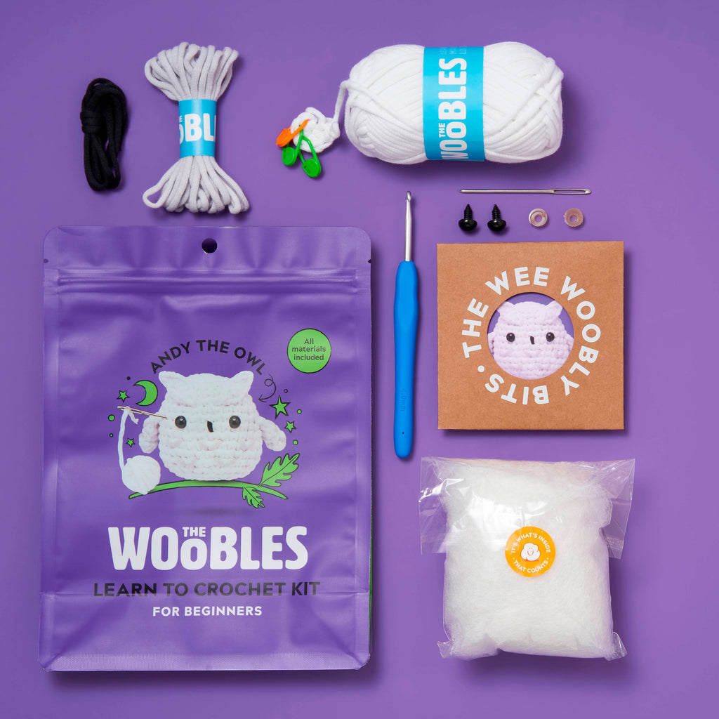 Educational Crochet Learning Kit – Beginner Fiber Arts Skill Development: Woobles Andy the Owl Crochet Kit