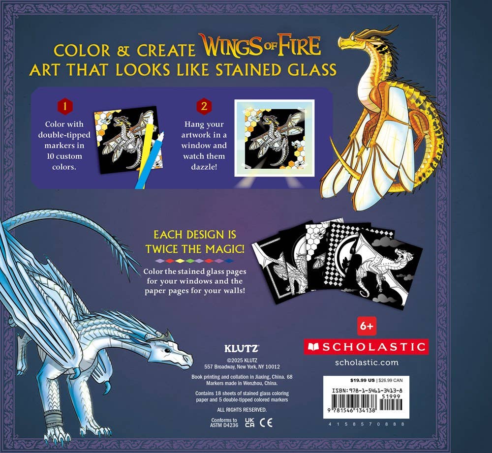 Klutz® Wings of Fire Stained Glass Art – Dragon Design & Color Learning Kit