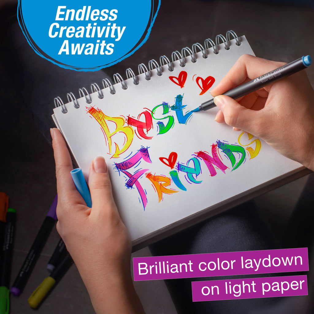 Black Edition Felt Tip Brush Pens Markers 10 Ct Box