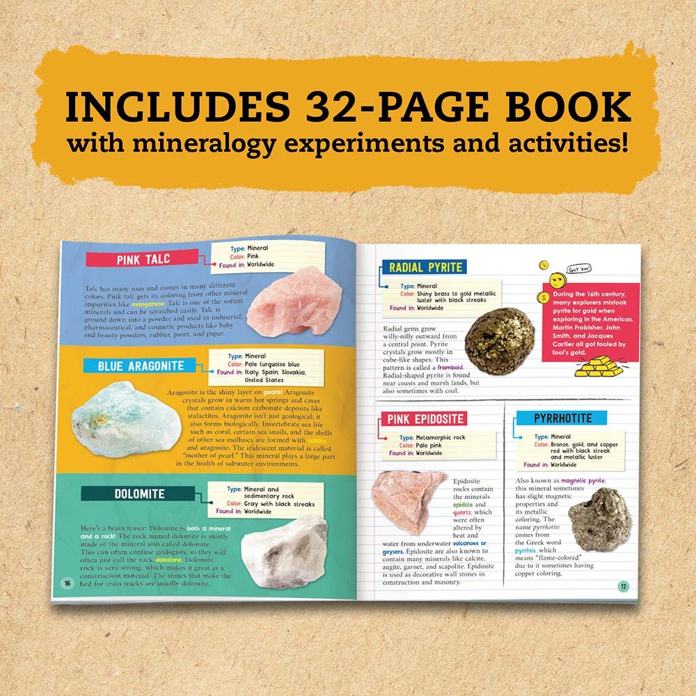 Educational Rocks, Gems & Minerals Science Kit – Light-Up Display & Earth Science Activities