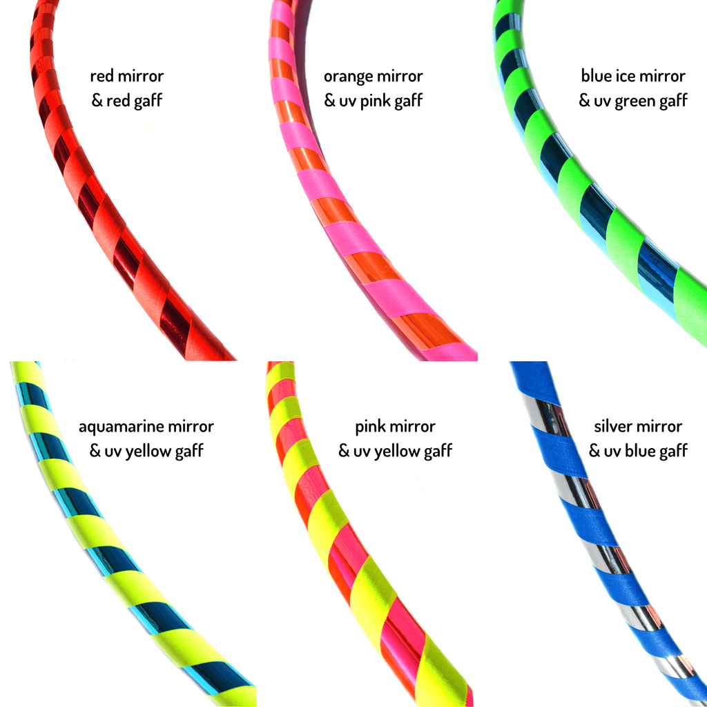 Beginner & Weighted Fitness Taped Beginner Hula Hoops | Mirror, Holographic, & Prism Deco Tapes + Gaffer Grip Tape