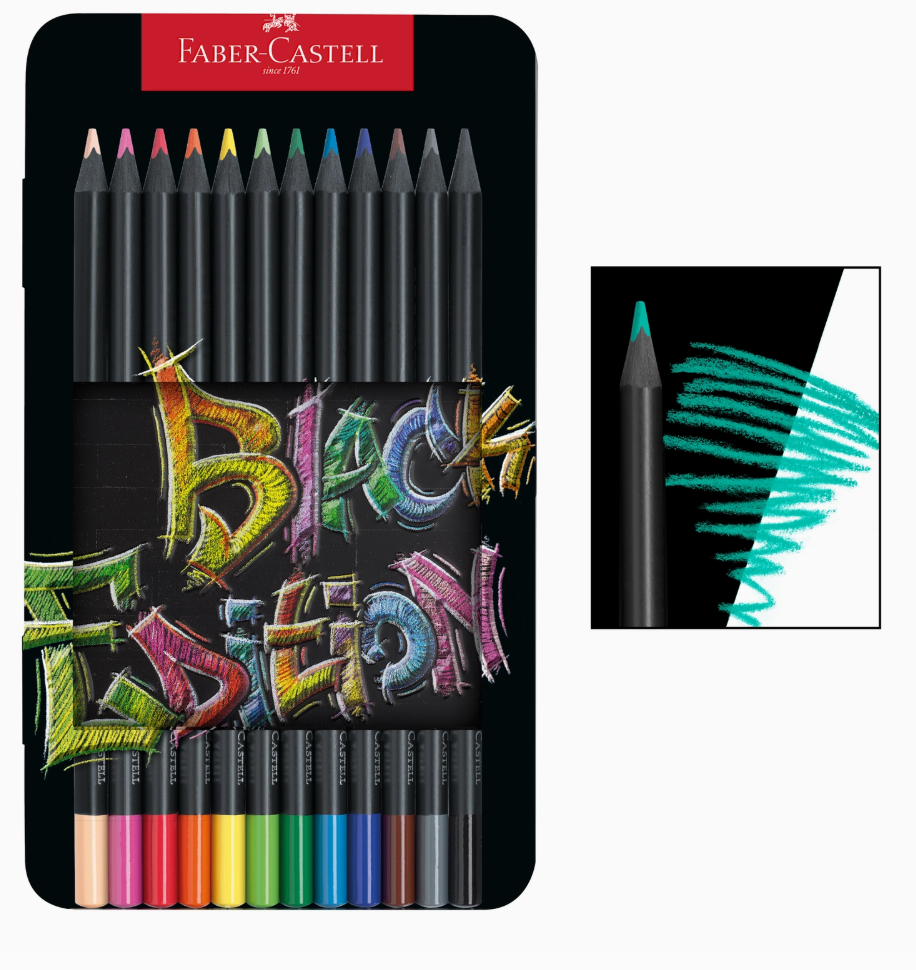 Educational Sketching & Color Exploration Kit – Faber-Castell Black Edition Sketch Kit with Colored Pencils