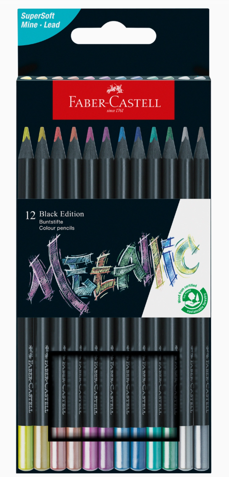 Educational Sketching & Color Exploration Kit – Faber-Castell Black Edition Sketch Kit with Colored Pencils