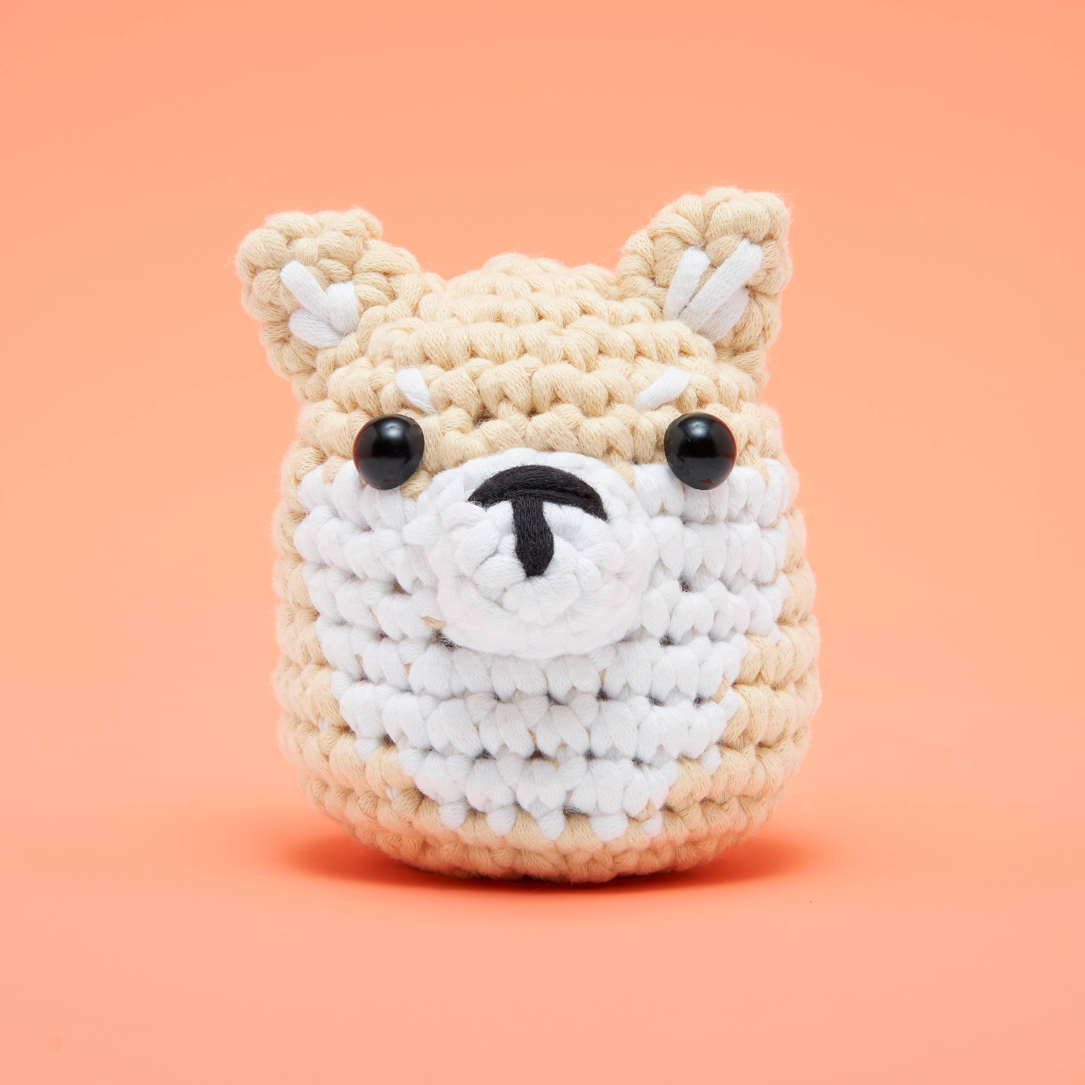 Educational Crochet Learning Kit – Beginner Fiber Arts Skill Development: Woobles Toast the Shiba Inu Crochet Kit