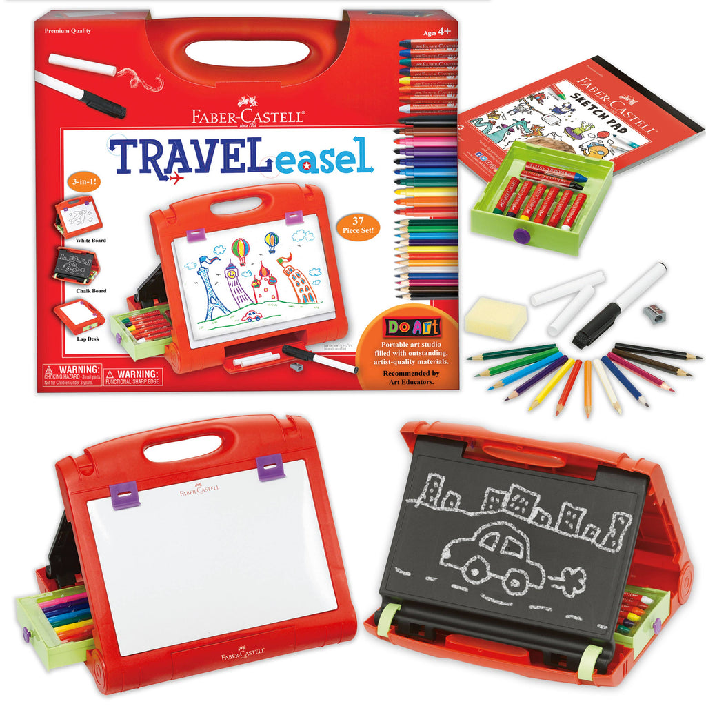 Faber Castell Do Art Travel Easel with 37 Pieces of Art Supplies for Kids