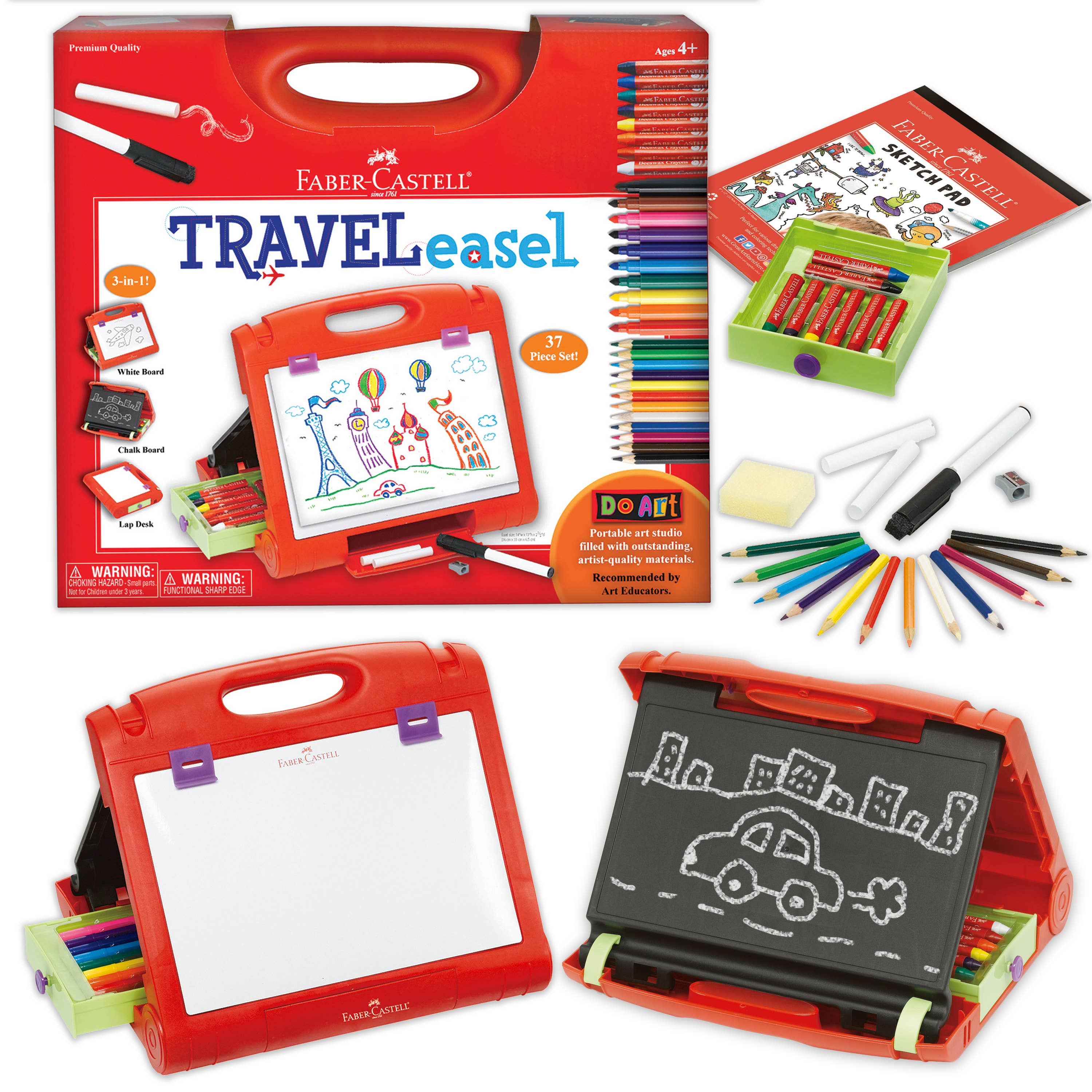 Faber Castell Do Art Travel Easel with 37 Pieces of Art Supplies for Kids