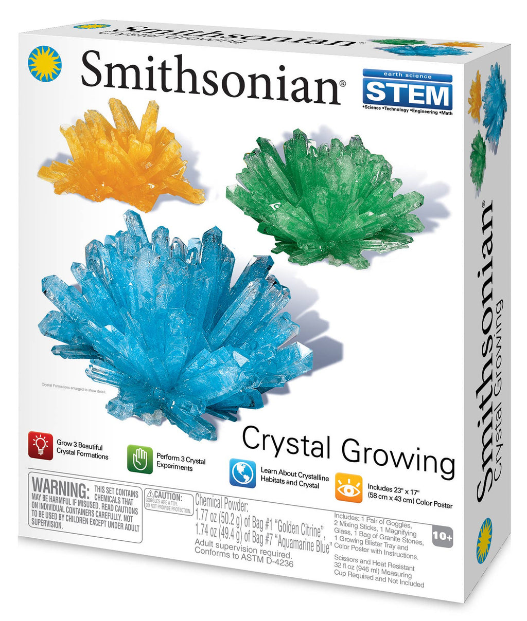 Smithsonian Crystal Growth Science Kit – STEM Learning Set for Chemistry, Crystallization, and Mineral Formation