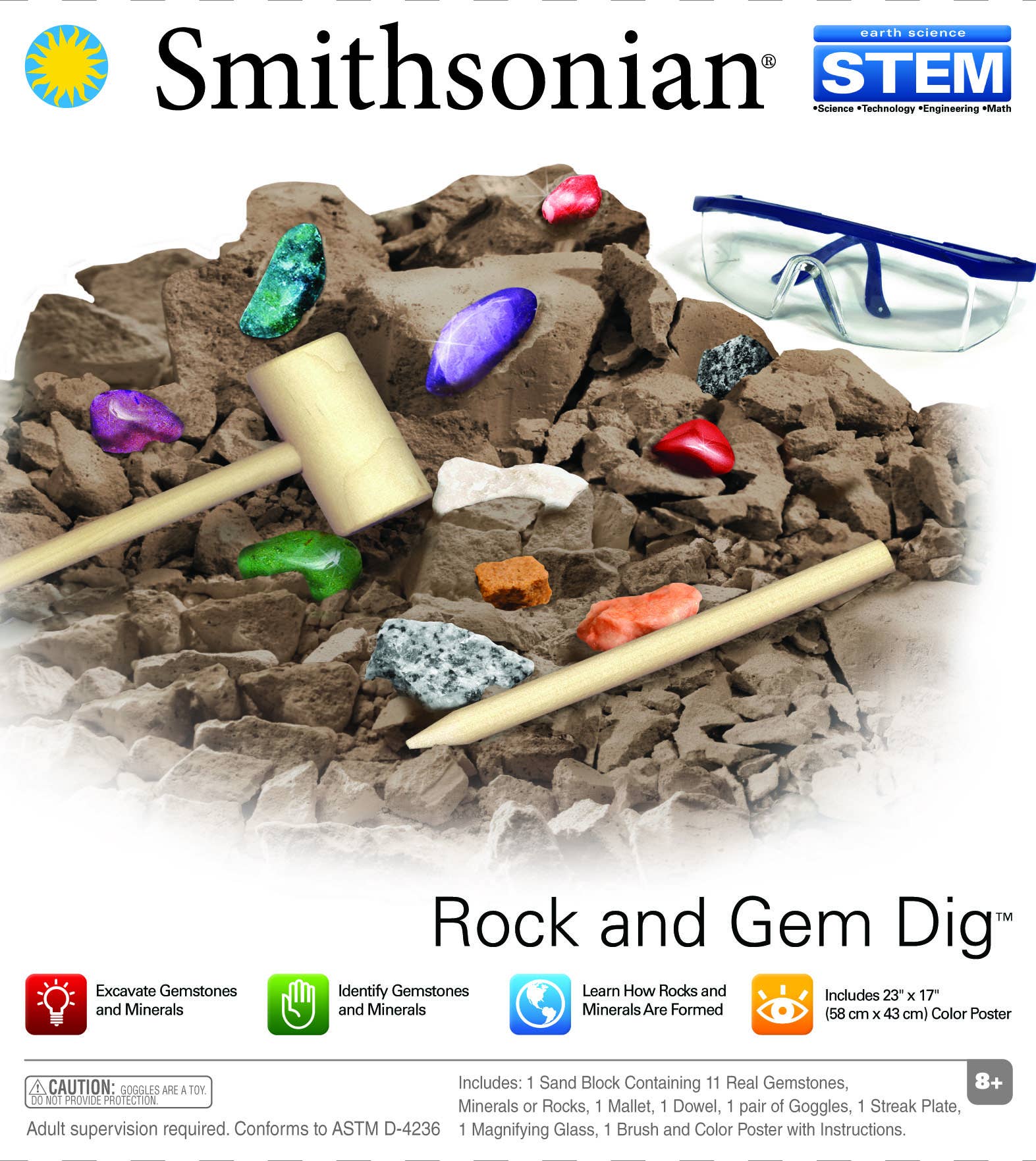 Geology & Earth Science Exploration Kit – Rock, Mineral, and Gem Excavation with Identification (STEM Learning Set)