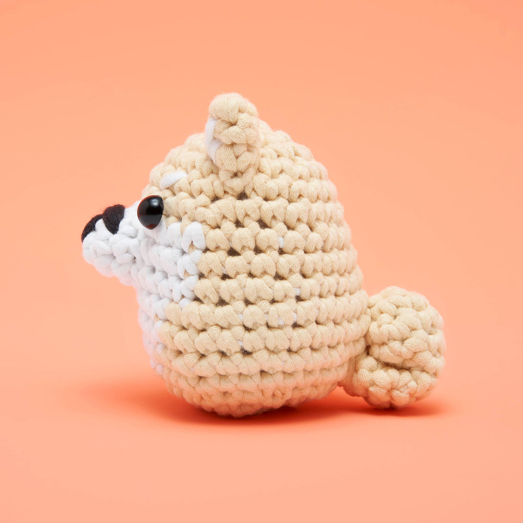Educational Crochet Learning Kit – Beginner Fiber Arts Skill Development: Woobles Toast the Shiba Inu Crochet Kit