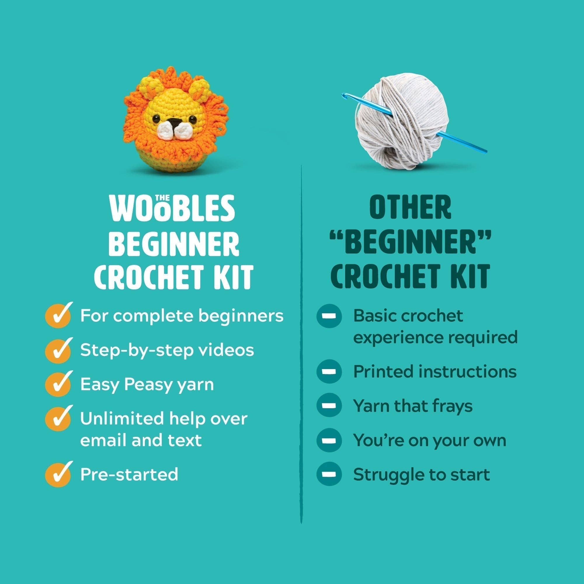 Educational Crochet Learning Kit – Beginner Fiber Arts Skill Development: Woobles Maeve the Duck Crochet Kit
