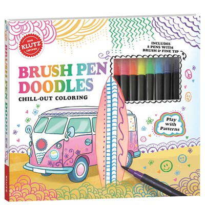 Klutz Brush Pen Doodles: Mindfulness Art & Creative Expression Workbook – Fine Motor Skills, Drawing Techniques, and Visual Arts Learning Set