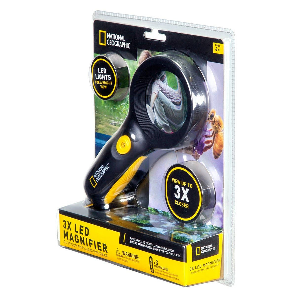 National Geographic® LED 3x Magnifying Glass – Scientific Field Investigation & Observation Tool