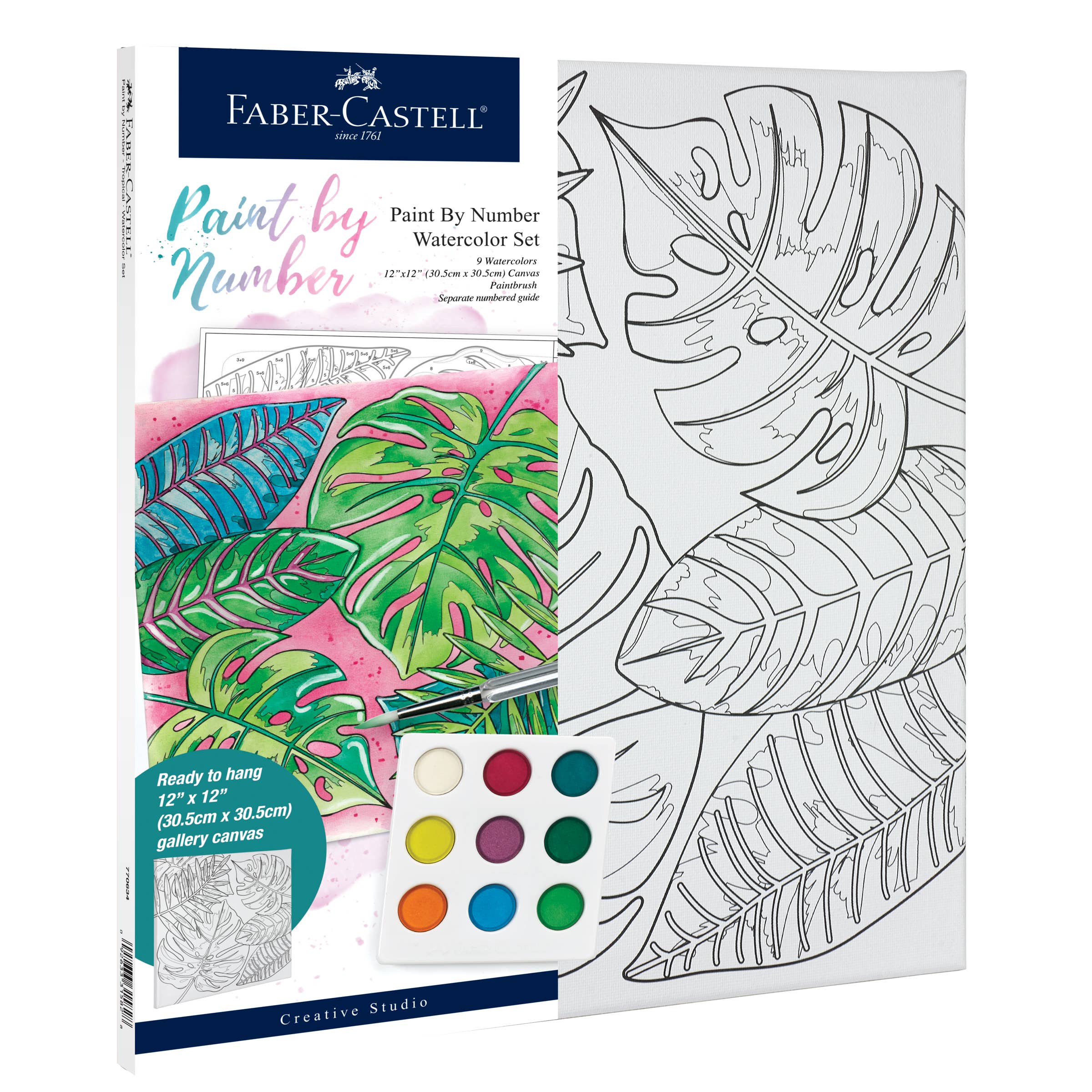 Educational Watercolor Art Kit: Tropical Paint-by-Number Canvas – Learn Beginner Painting Techniques and Color Theory
