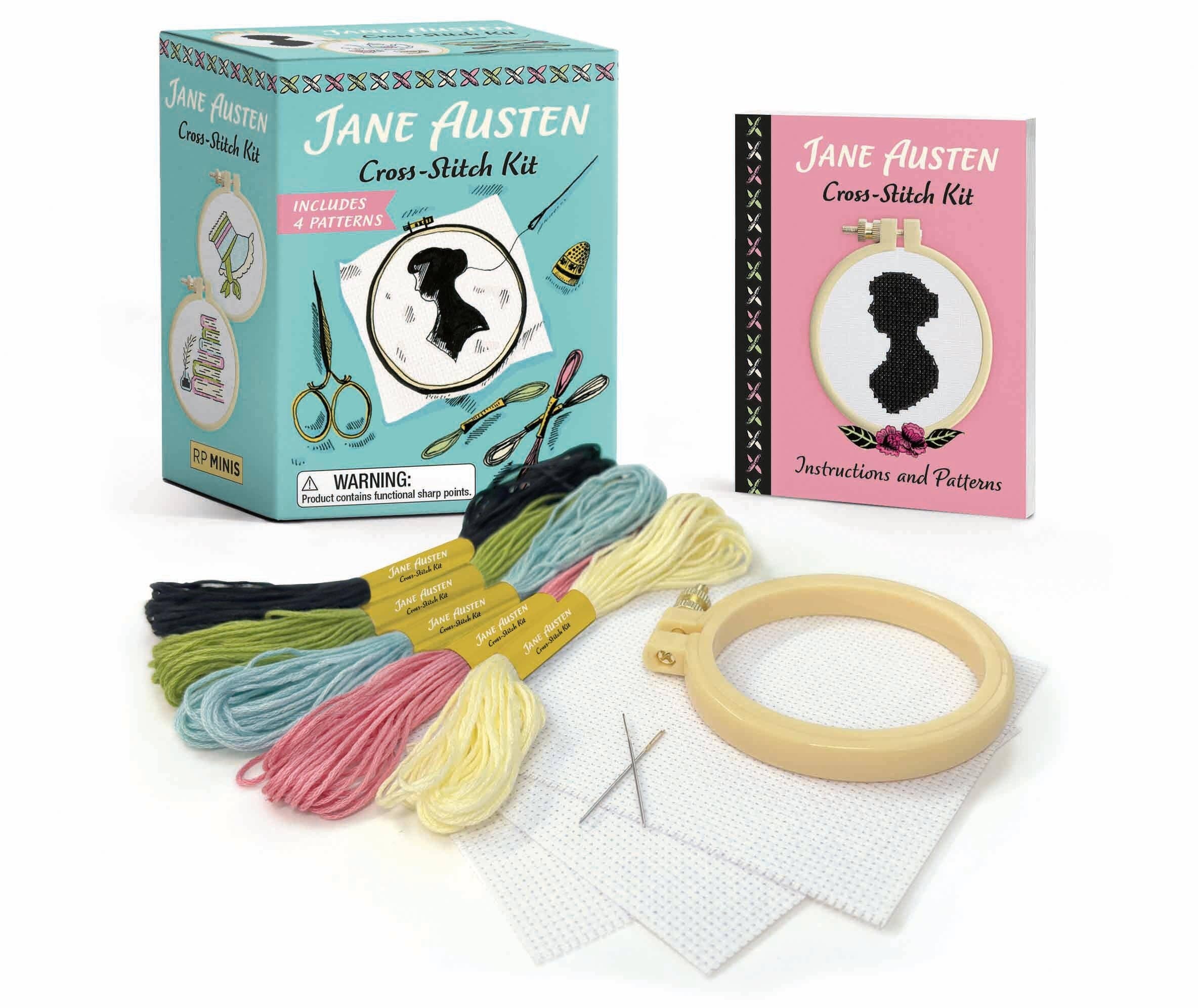 Jane Austen Mini Cross-Stitch Kit – Fiber Arts, Pattern Reading, and Literary-Inspired Creative Learning Set