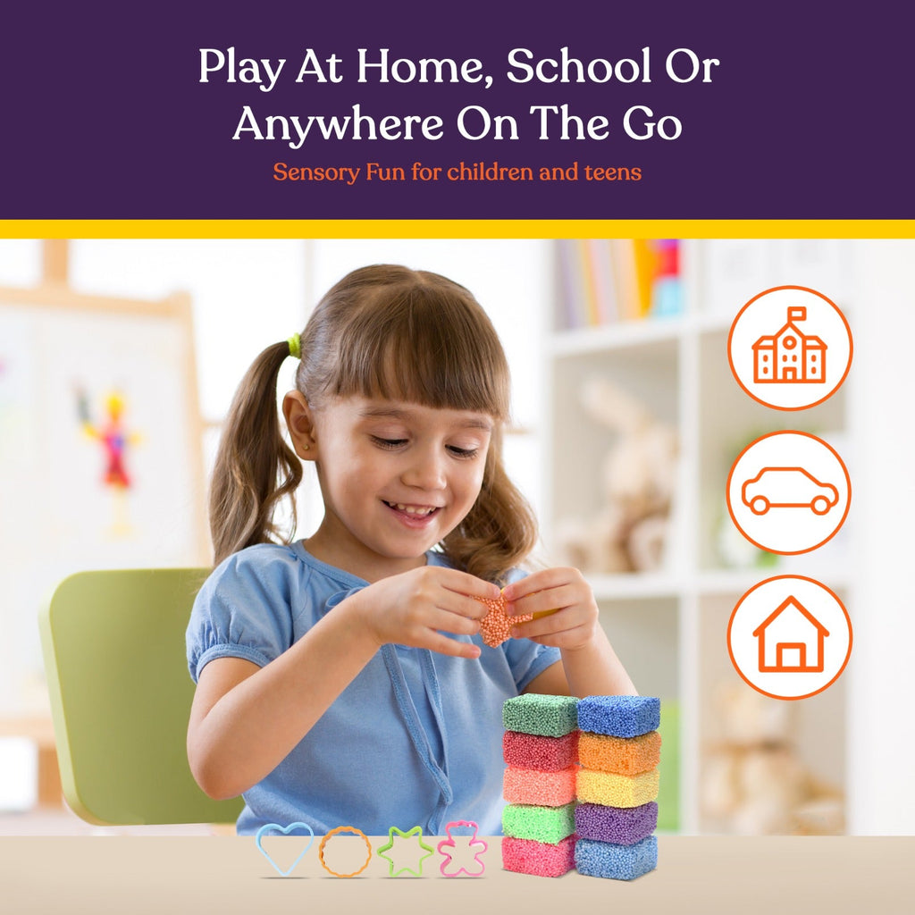 Fun Foam Modeling Foam Beads Play Kit ( 10 Blocks)-  4 Shapes