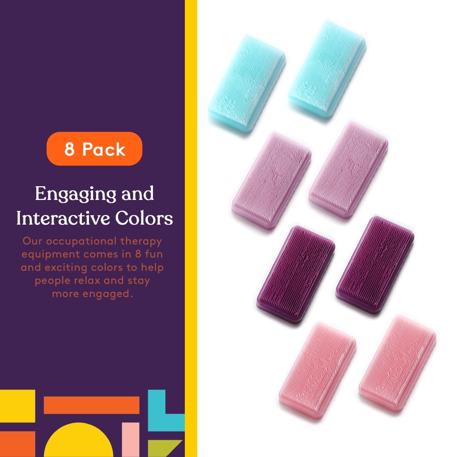 Special Supplies Therapressure Therapy Brush for Occupational and Sensory Brushing - Unicorn Colors - 8 Pack