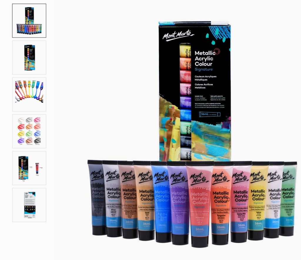 Deluxe Mont Marte Acrylic Painting Kit (48 paints, 8 canvas panels, 4 brushes, 2 palettes)