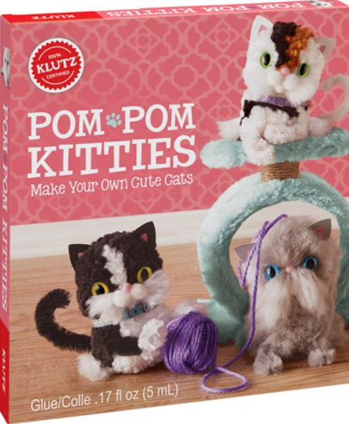 Pom-Pom Kitties Craft Kit – Fiber Arts, Fine Motor Skills, and Creative Design Learning Set (Klutz Pom Pom Kitties)
