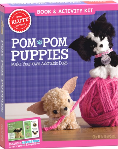 Klutz Pom-Pom Puppies Craft Kit – Fiber Arts, Fine Motor Skills, and Creative Design Learning Set