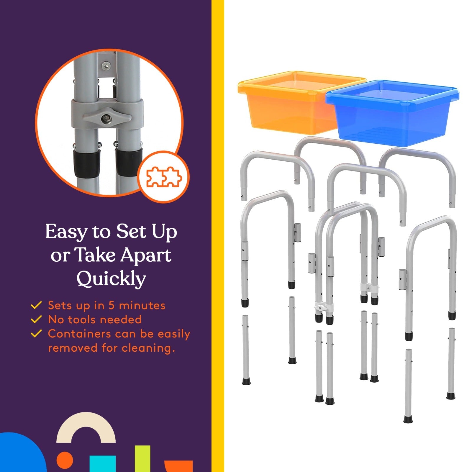 Sensory Activity Table for Kids and Toddlers with 2 Plastic Buckets and 7 Beach Toys