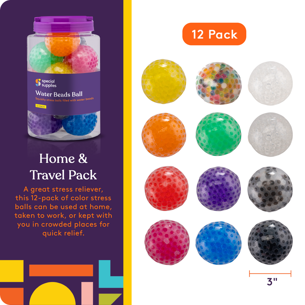 Water Beads Stress Ball (Multi- Color): 12 Pack